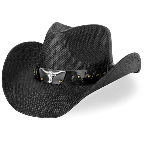 Image of WQWOVRVO Cowboy Hat,Cowgirl Hat,Western Cowboy Hats for Women /Mens /Straw Wide with Shapeable Brim Cowboy Hat for Womens