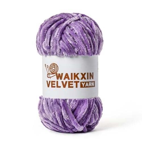 Image of Chunky Chenille Yarn for Crocheting, Baby Yarn for Crocheting Soft, Plush Velvet Yarns, 100g (87.4 yds) Fluffy Yarn for Crochet Amigurumi (Pale Purple)