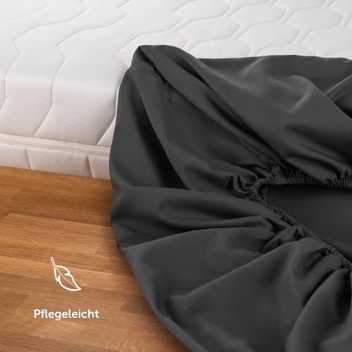 Blumtal® Spannbettlaken 160x200x30cm aus Microfaser - Oekotex zertifiziertes Bettlaken Spannbettlaken in Anthrazit 5
