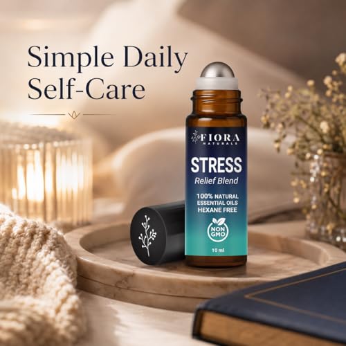 Image of Stress Relief Essential Oil Roll On - Calming Essential Oils Blend for Relaxation & Wellness Rituals - Aromatherapy Roller, Destress Gifts for Women & Men by Fiora Naturals