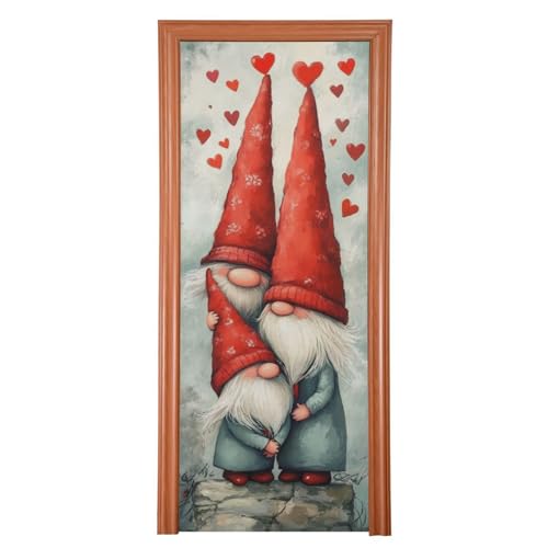 FLildon Valentine's Day Gnome Family Door Cover Decoration, Party Accessory Porch Decor for Festive Ornament Room Door Covers 36 x 98 Inch