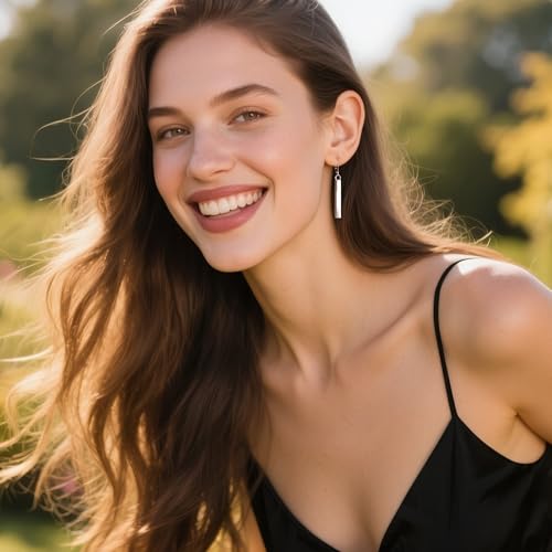 Sterling Silver Dangle Earrings for Women 14K Gold Plated Long Bar Dangle Drop Earrings for Women Trendy Hypoallergenic French Leverback Earings2