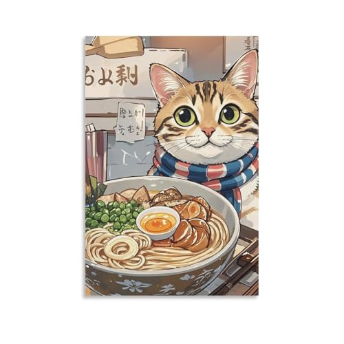 Toile de chat japonais JTKLQBN 60x90 cm suspension murale sans cadre
