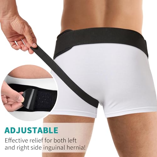 Tenbon Hernia Belt Truss For Men And Women Left Or Right Side Supportive Groin Pain With Removable Compression Pads For Pre Or Post-Surgical, Femoral, Comfortable Adjustable (Black, Xl) - 7