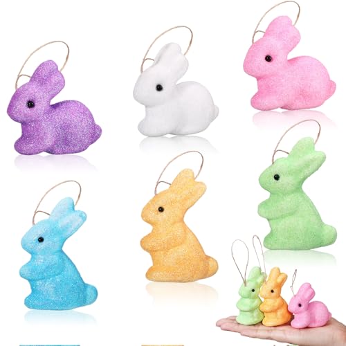 Set 6 Adornos Conejos de Pascua para Árbol