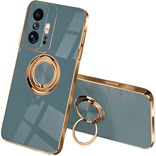 ILING Coque pour Xiaomi 11T Pro 5G/Xiaomi 11T 5G,Silicone Coloré Case Protégez la Caméra,Étui Ultra-Fin Antichoc pour Femme,Housse Élégant avec Support pour Bague (Gris) Cover