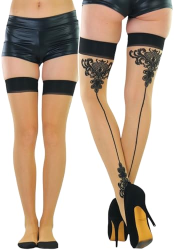 Image of ToBeInStyle Nylon Two Toned Cuban Heel Closed Toes Stockings