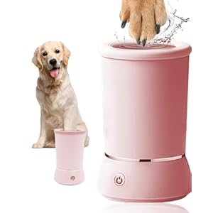 Automatic Dog Paw Cleaner for Dogs，Electric Dog Foot Paw Washer Cup and Massager，2 Speeds for Thorough Cleaning and USB Rechargeable,Pet Paw Feet Cleaner for Small Medium Dogs Cats (Pink)