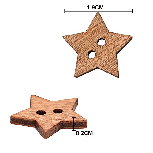 Gilroy 100Pcs 2 Holes Diy Star Shape Wooden Button Scrapbook Craft Sewing Buttons #TOP1