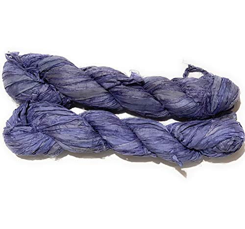Sari Silk Ribbon Yarn For Knitting, Crochet, Jewelry Making, Gift Wrapping 100 Grams (Light Blue) #TOP1