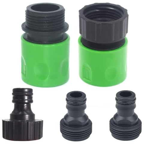 HuYiGGZ 5 Pcs 3/4 Inch Thread Quick Connector Adapter Garden Hose Connector Fitting Expandable Garden Hose MALE AND FEMALE Adaptors Connector for Tap and Spray Cover