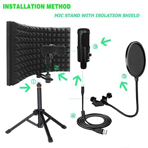 Riworal STUDIO RECORDING MICROPHONE ISOLATION Shield With Pop Filter &Tri-Stand Kit Music Recording Usb Condenser Mics To Laptop Pc Mac Phone Equipment thumb #8