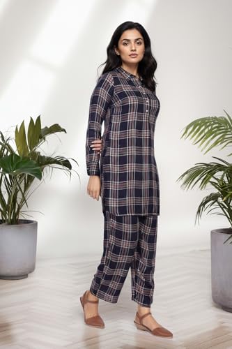 Kurta droite en rayonne Aurelia avec palazzo chic brodé Zari Work