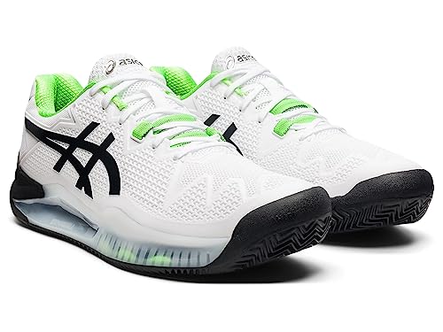 Asics Gel-Resolution 8 Clay, Scarpe da Tennis Uomo, White/Green Gecko, 43.5 EU