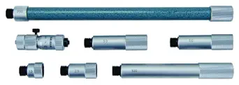 Mitutoyo 137-208 Tubular Vernier Inside Micrometer, Extension Rod Type, Carbide Tipped Face, 50-500mm Range, 0.01mm Graduation, -0.019mm Accuracy, 6 pcs Extension Rods