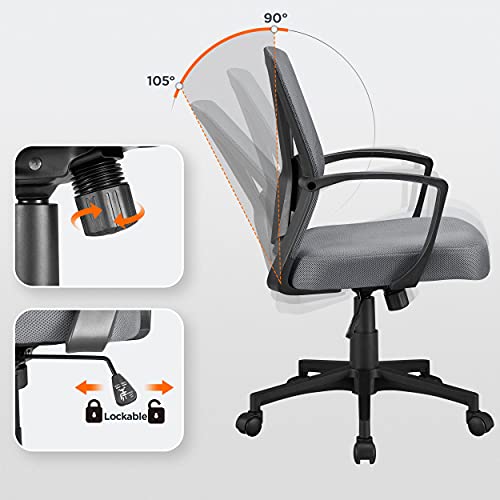 Sedia da Ufficio Scrivania Ergonomica Lombare Girevole a Rotelle Portata 136 kg Reclinabile in Rete Traspirante Altezza Regolabile con Braccioli Grigia Scura - Sedia gaming - Immagine 3