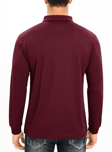 MAGCOMSEN Men's Polo Shirt Long Sleeve Golf Shirts Quick Dry Lightweight 3-Button Performance Work Fishing Athletic2