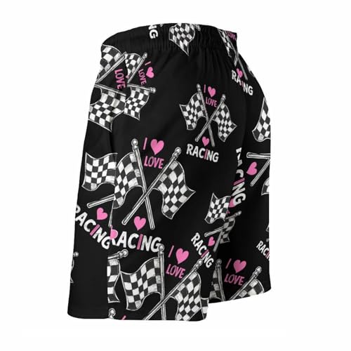 I Love Racing Rally Flags Mens Swim Trunks Quick Dry Board Shorts Beach Swimwear Bathing Suits4