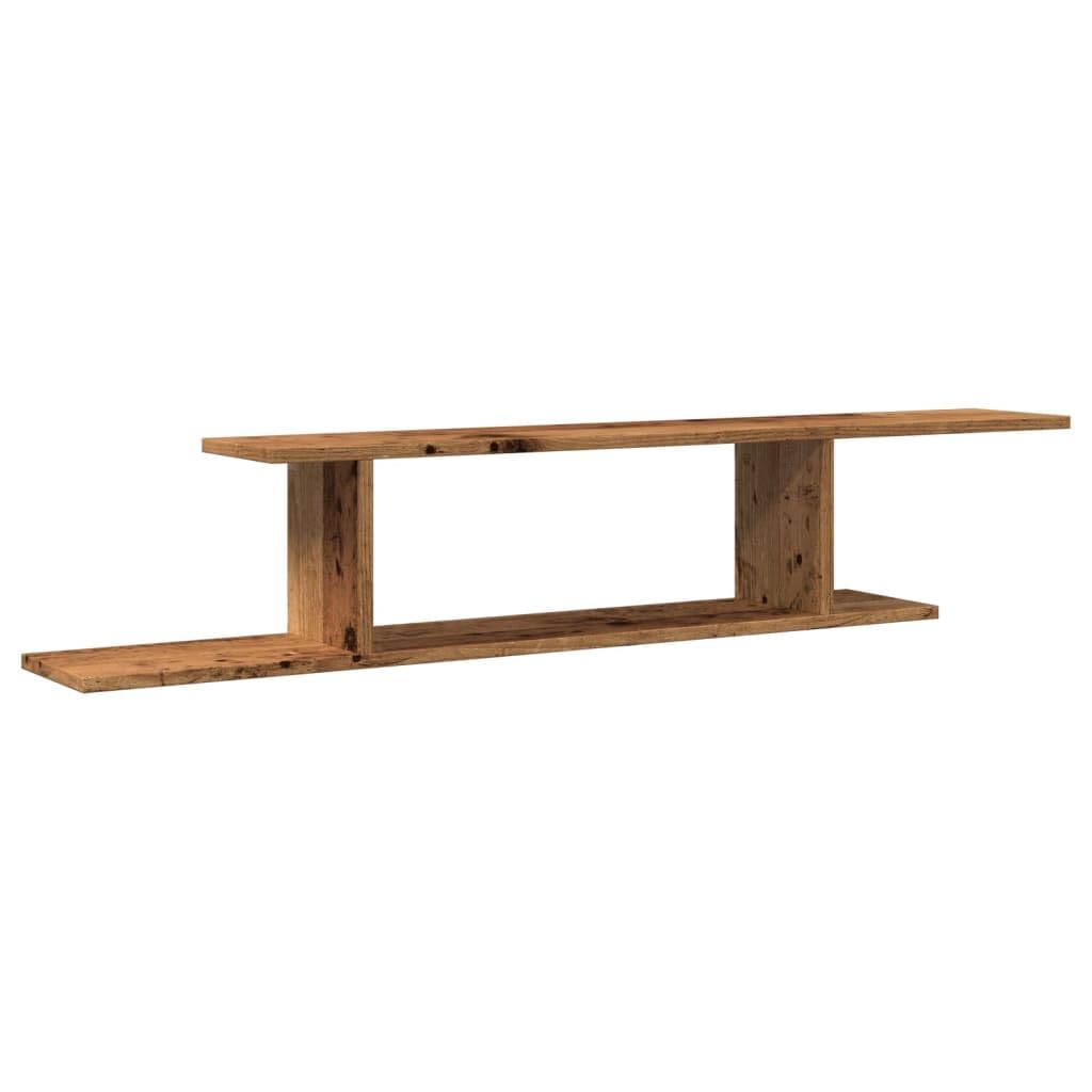 TV Wandregal Altholz-Optik 125x18x23 cm Schweberegal aus Holzwerkstoff Hängendes TV Board für Wohnzimmer Schlafzimmer Platzsparendes Wandboard für Receiver Konsolen DVDs