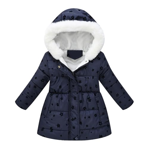 Forro Polar Niño 14 Años - Abrigo De Invierno para S Y Niñas Pequeños con Capucha Gruesa Resistente Al Viento con Cremallera Ropa De Abrigo Cálida (Navy 2-3 Years)