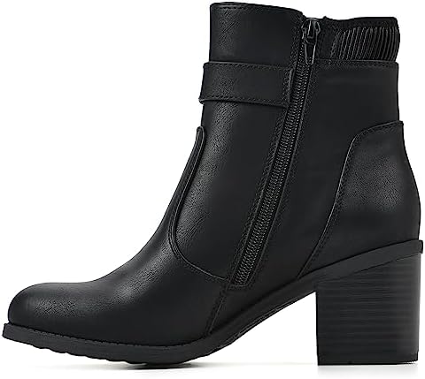 WHITE MOUNTAIN Women's Shoes Dessert Block Heel Bootie, Black/Smooth, 8 M | Image 3