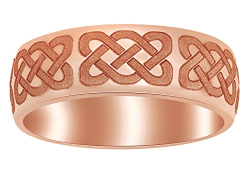 AFFY 8mm Celtic Knot Polished Wedding Band Ring in 14k Gold Over Sterling Silver