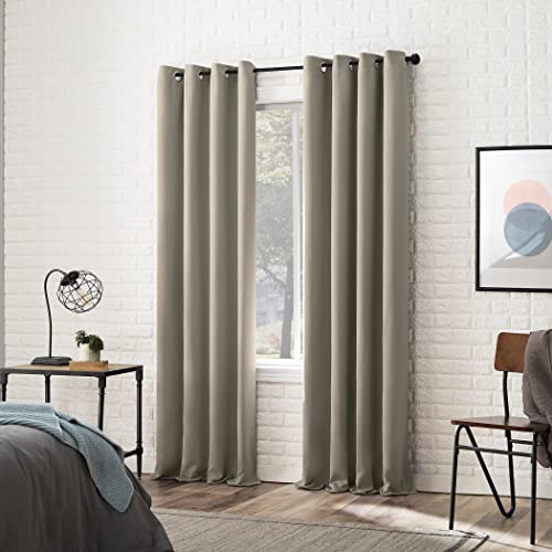 Sun Zero Soho 2-Pack Blackout Energy Efficient Grommet Curtain Panel Pair, 54" X 84", Stone #TOP4