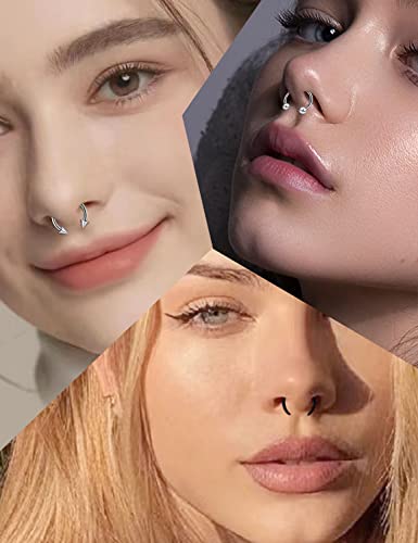 16G 14G Surgical Steel Septum Rings Nose Septum Horseshoe Hoop Lip Smiley Piercing Jewelry Eyebrow Ring Daith Earrings Replacement Ball and Spike Set3