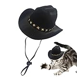 Vhjlfig Katzen Cowboyhut - Western Kostümzubehör Für Haustiere - Hund Katze Partyzubehör Kostüm Mützen für Karneval Halloween Weihnachten Alltag