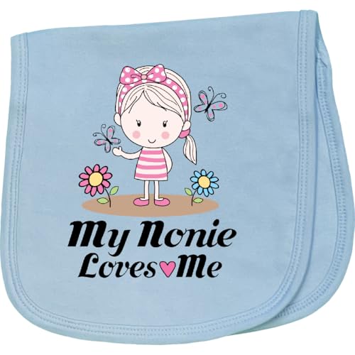 inktastic My Nonie Loves Me Granddaughter Baby Burp Cloth Light Blue 45977