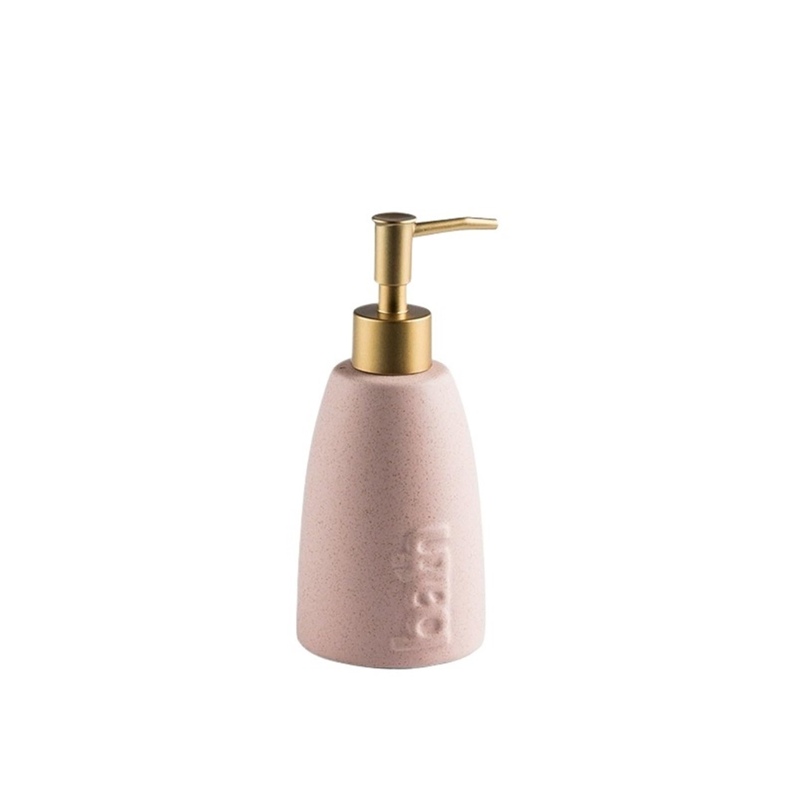 Soap Dispenser Ceramic Soap Dispenser Refillable Pump Bottles For Liquid, Dish, Lotion(Pink)