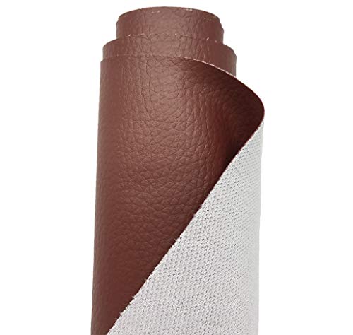 A-Express Simili Cuir à Grain Imitation Cuir Tissu Texturé Vinyle Tissu en cuir Matière Vendu au mètre - Marron Demi Mètre 50cm x 140cm