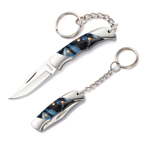 Image of Folding Pocket Knife with 1.5in Stainless Blade and Blue Acrylic Handle, 3.5in Total Length, Compact EDC Gear