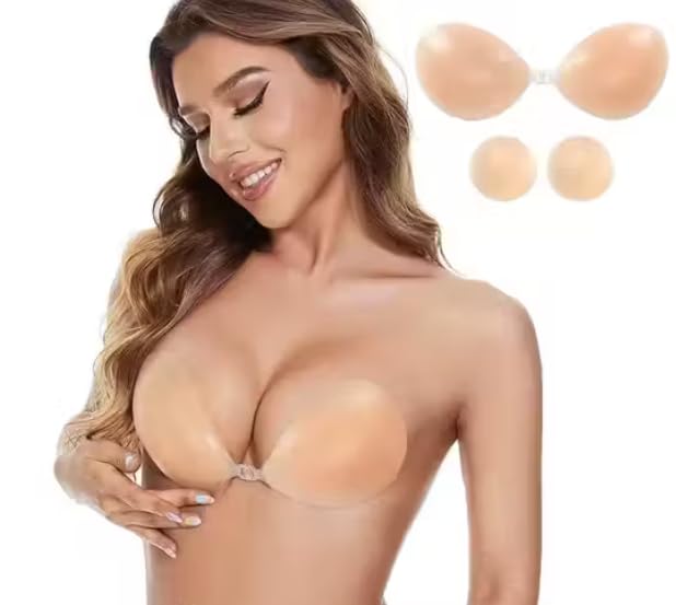 lingerie park Women's & Girls Padded Wire Free Regular Reusable Strapless Wire Free Stick-On Bra Silicone Push Up Free-Bra (Pack-of-1) (Free-Size), (Nude-Pack-of-1)-picture-26