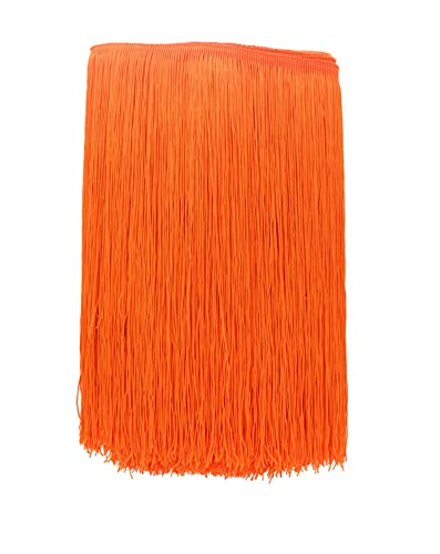 Yalulu 10 Meters Long 30 CM Wide Polyester Latin Fringe Tassel Trimming Lace DIY Latin Macrame Samba Dance Dress Stage Clothes Curtain Trim (Orange)