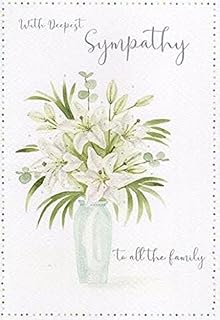 ICG Artistic With Sympathy to all the Family Card - White Lillies - Foil & Flitter Finish - Thinking of You Card