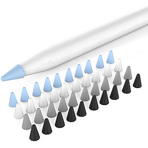 Delidigi 40 Pack Nibs Cover Protector Silicone Tips Cover Caps Accessories Compatible with Apple Pencil 1st and 2nd Generation,iPad Pro 11/12.9 inch (Blue, Black, Grey, White) Cover
