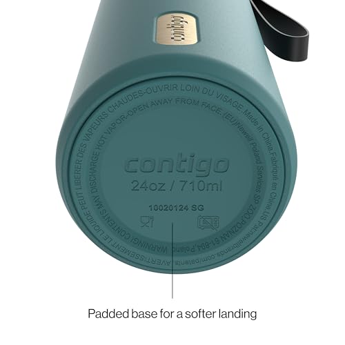 Image of Contigo AutoSeal 24 oz Stainless Steel Vacuum-Insulated Water Bottle with Leakproof Push-Button Spout & Lock, Carry Strap, BPA-Free & Lead-Free, Dishwasher Safe