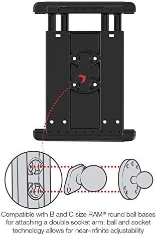 RAM Mounts Tab-Tite Universal Spring Loaded Holder for 8" Tablets with Case RAM-HOL-TAB12U Compatible with RAM B 1" and C 1.5" Size Round Ball Bases