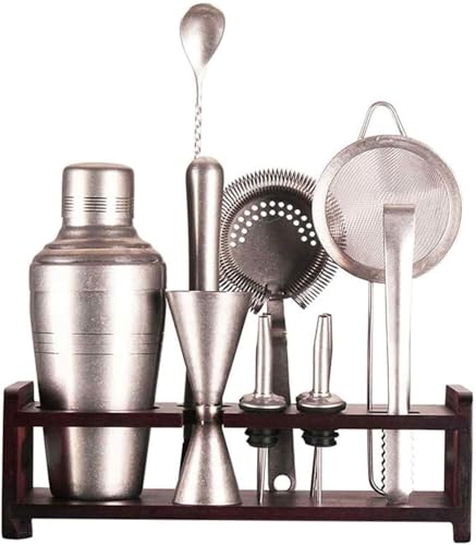 Set para coctelera 7 piezas con soporte de bambú acero inoxidable miniatura 1