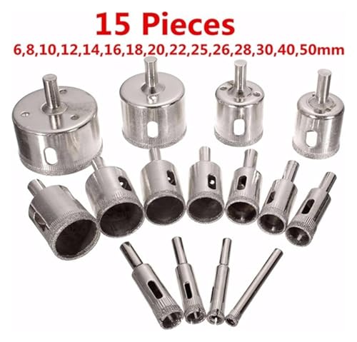 Set de 15 brocas de sierra de copa diamantadas 6mm-50mm miniatura 2