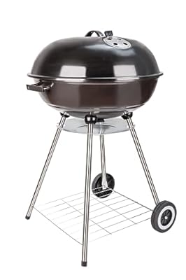 22 Inch Portable Charcoal Grill with Wheels for Outdoor Cooking Barbecue Camping BBQ Coal Kettle Grill - Heavy Duty Round with Thickened Grilling Bowl Wheels for Small Patio Backyard