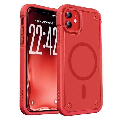 ORETECH Magnetic for iPhone 11 Case (Compatible with MagSafe)(25 FT Drop Protection) Full Body Protection Matte Dual-Layer Shockproof iPhone 11 Phone Case - Red