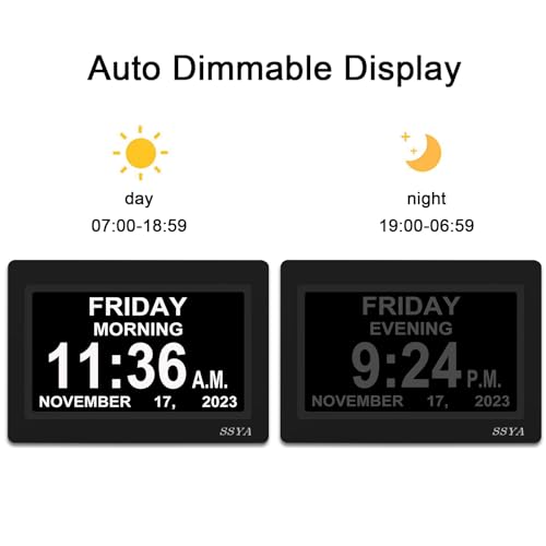 Ssya HD DAY CLOCK AAA [Newest Version] 7 Inch Calendar Clock thumb #2