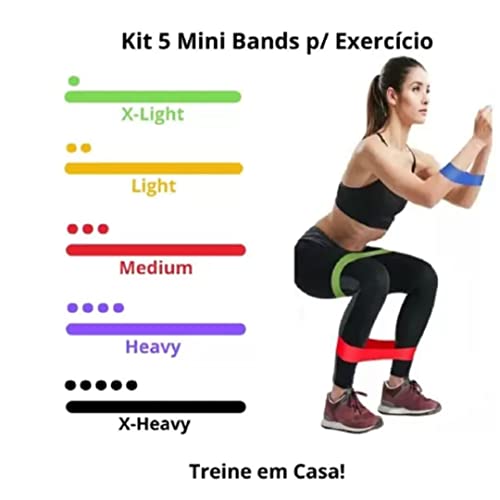 kit 5 faixa elastica exercicios treino academia fitness mini band extensor yoga pilates