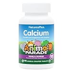 NaturesPlus Animal Parade Children's Calcium Sugar-Free - Chewable Calcium and Magnesium Formula for Kids - Vanilla Sundae Flavour, Vegan, Gluten Free - 90 Animal Shaped Tablets