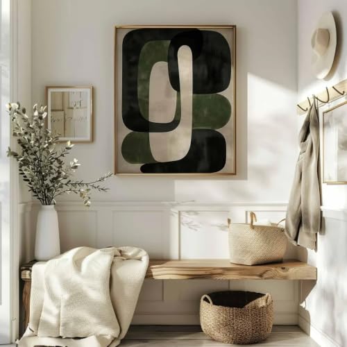 Tableau abstrait moderne habillage mur vide chambre verte - 2