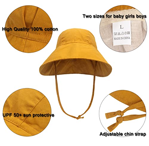 Baby Sun Hat Toddler Hats Infant Sun Hat Girl Hats Outdoor Wide Brim Basin Hat Beach Hat Upf 50+ Cotton Hemp Breathable Quick Drying (2-9 Months, Beige) #TOP3