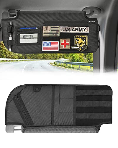 ISSYAUTO Passenger Side Truck Sun Visor Panel Organizer Compatible with F150 F250 F350 2015-2022, Car Visor Organizer Molle Tactical, Visor Sunglass Holder Tool Storage Pouch (Passenger Side)