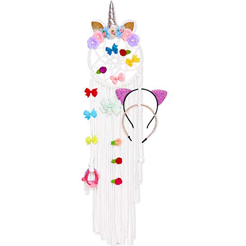 FIODAY Unicorn Hair Bow Holder Hair Clips Organizer Alligater Clips Hair Barrettes Storage Hair Accessories Organizer Headband Hanger (White)